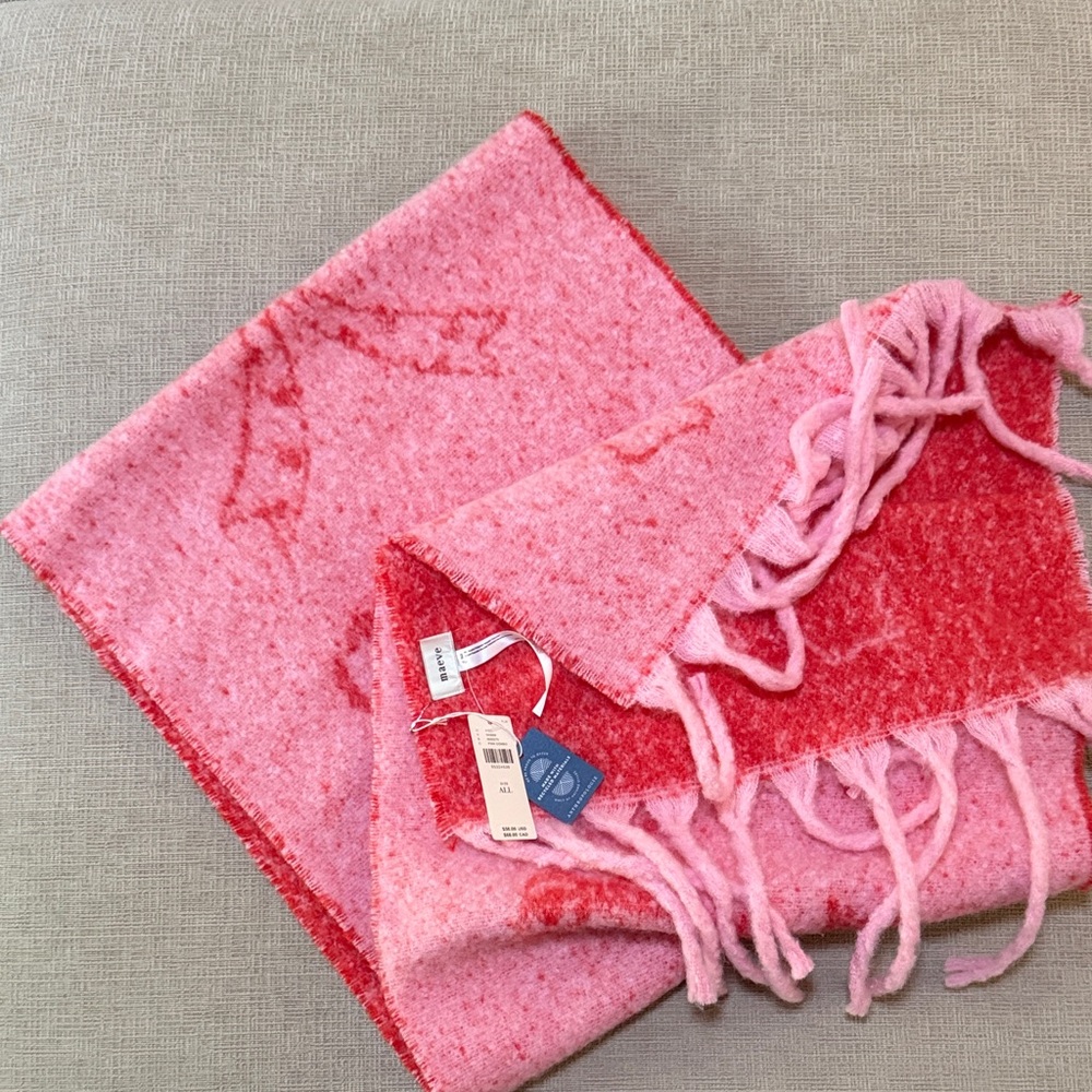 Anthropologie Pink and Red Bow Scarf